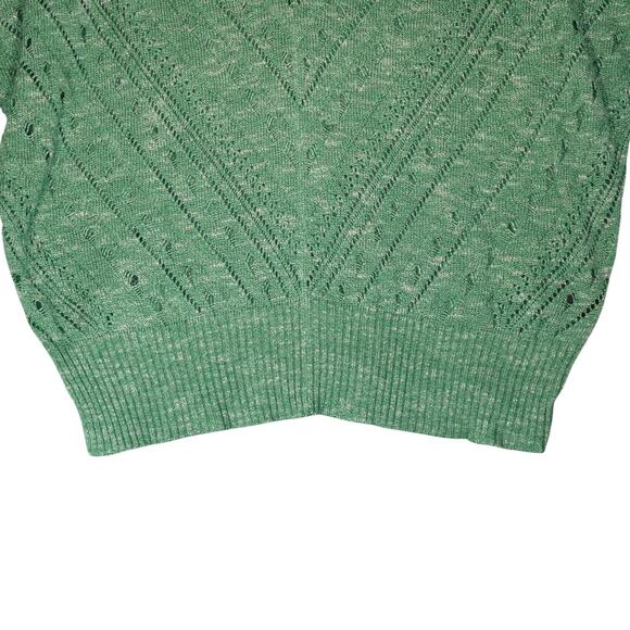 Torrid Sweater Womens 2X Green Open Knit Pullover Short Dolman Sleeve V Neck - Picture 4 of 10